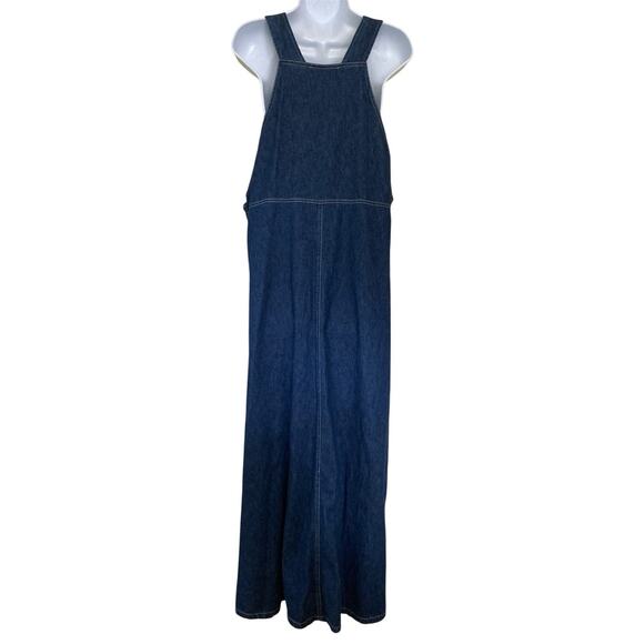 Vintage 90s Y2k Denim & Co Jean Denim Dark Wash Two Tone Overall Dress Size L - Picture 7 of 8